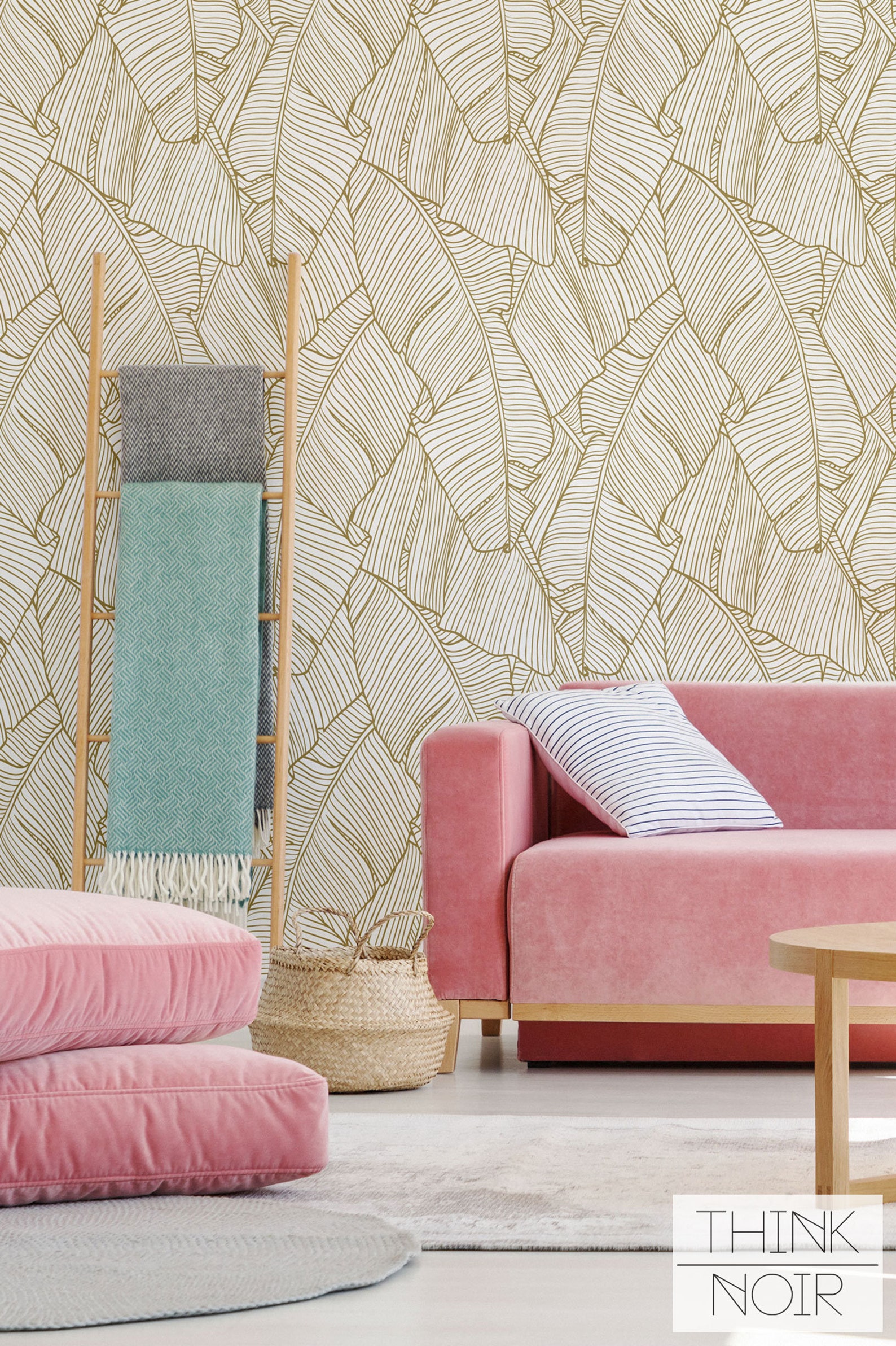 Large Banana Leaf Wall Mural Faux Gold Tropical Wallcovering Etsy UK