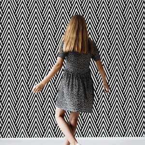 Black & White Geometric Triangle Wallpaper, Minimal Self Adhesive or Regular Wallpaper