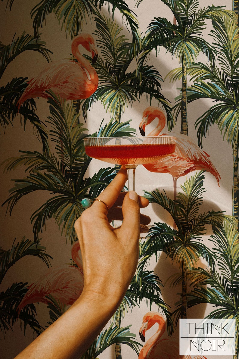 Tropical Flamingo Wallpaper / Self Adhesive Removable and Etsy