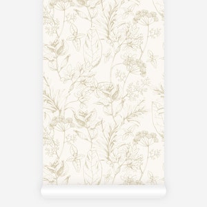 vintage floral print wallpaper in neutral