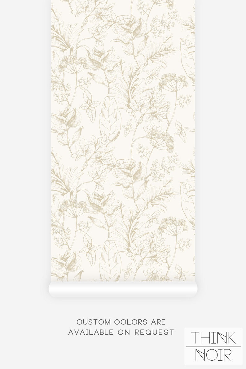 vintage floral print wallpaper in neutral