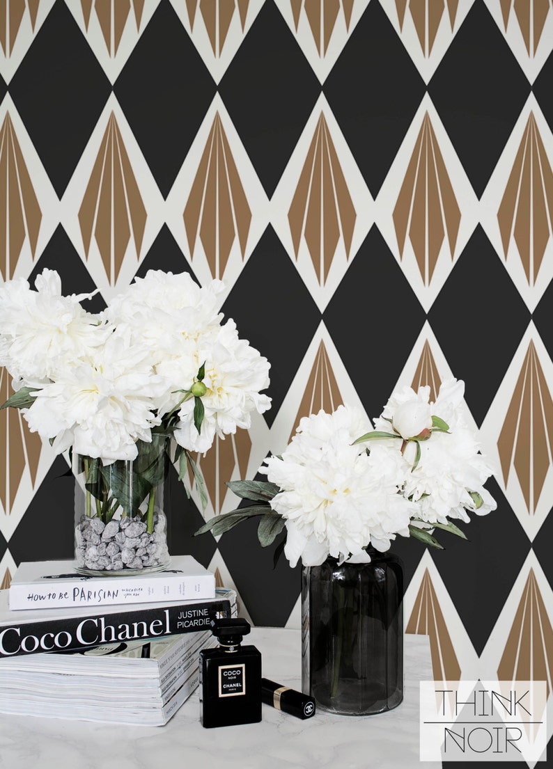 Art Deco Wallpaper Removable Geometric Pattern Wall Mural Etsy