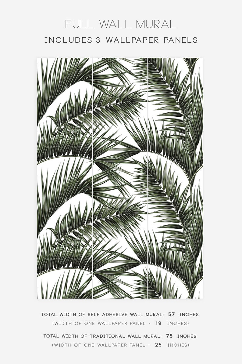 Green Palm Leaf Wallpaper Mural, Peel and Stick Tropical Wall Decor - Etsy