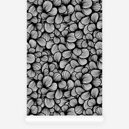 Art Nouveau Wallpaper Floral Peel And Stick Wallpaper Floral Art Nouveau Wallpaper Botanical Art Nouveau Wallpaper Black White Flower Leaf