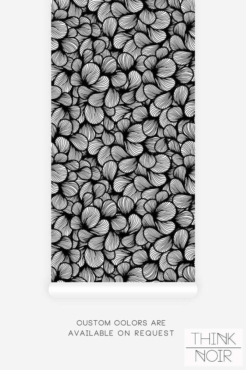 Bold black and white abstract art deco inspired Think Noir wallpaper.