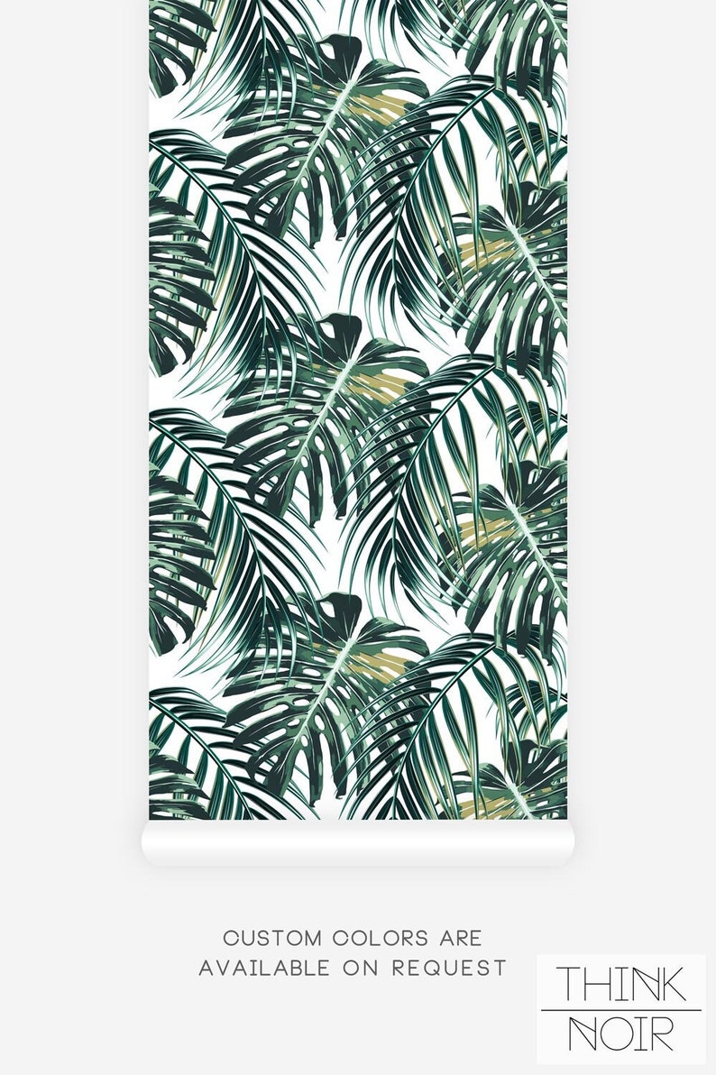 Bright and vibrant monstera leaf pattern wallpaper.