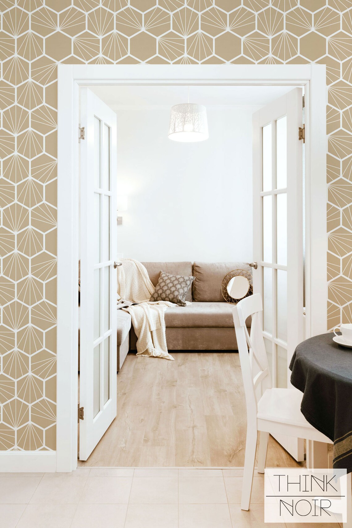 Cream Temporary Wallpaper Geometric Regular Etsy