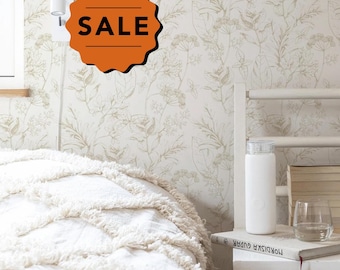 French Country Wallpaper Vintage Botanical Foliage Wallpaper For Bedroom Wildflower Peel and Stick Wallpaper Victorian Neutral Wallpaper