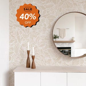 Modern Floral Wallpaper Flowers Peel and Stick Wall paper Neutral Floral Wallpaper For   Bedroom Living Room Accent Wall Ideas Neutral Mural