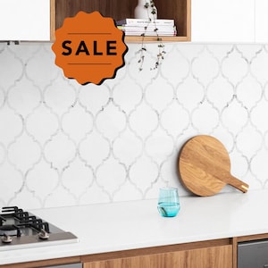 Marble Moroccan Tile Backsplash, Peel and Stick Vinyl