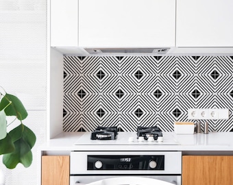 Peel And Stick Tile Backsplash Modern White Kitchen Backsplash Black And White Geometric Backsplash Peel And Stick Backsplash Over Tile