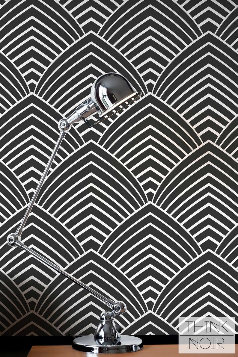 Dark Grey Removable Art Deco Wallpaper / Self Adhesive / Etsy