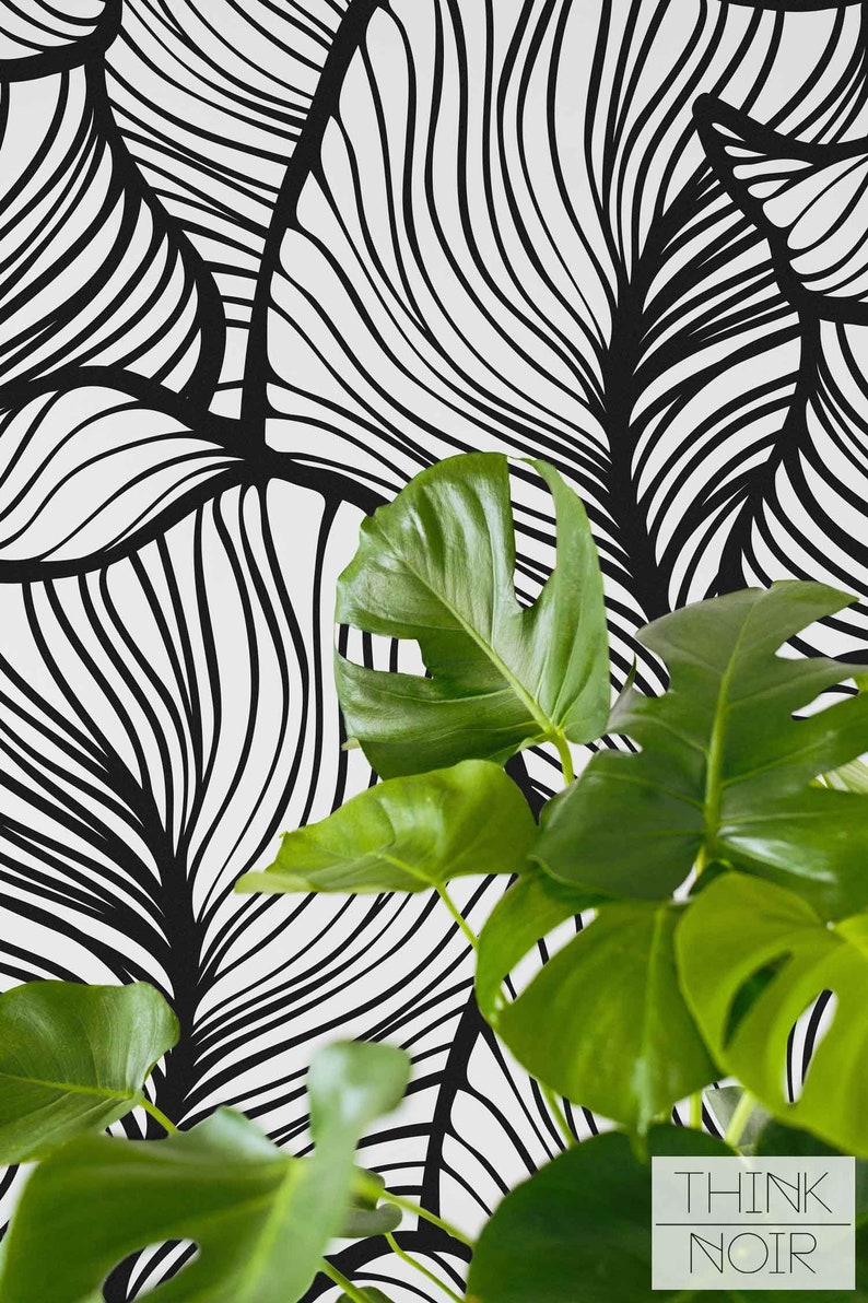 Oversized Floral Pattern Wall Mural Black and White Flower Etsy