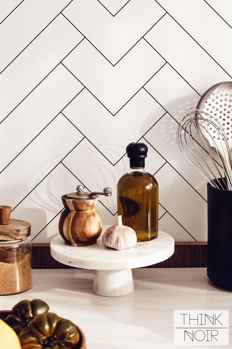 tile inspired herringbone style wallpaper design