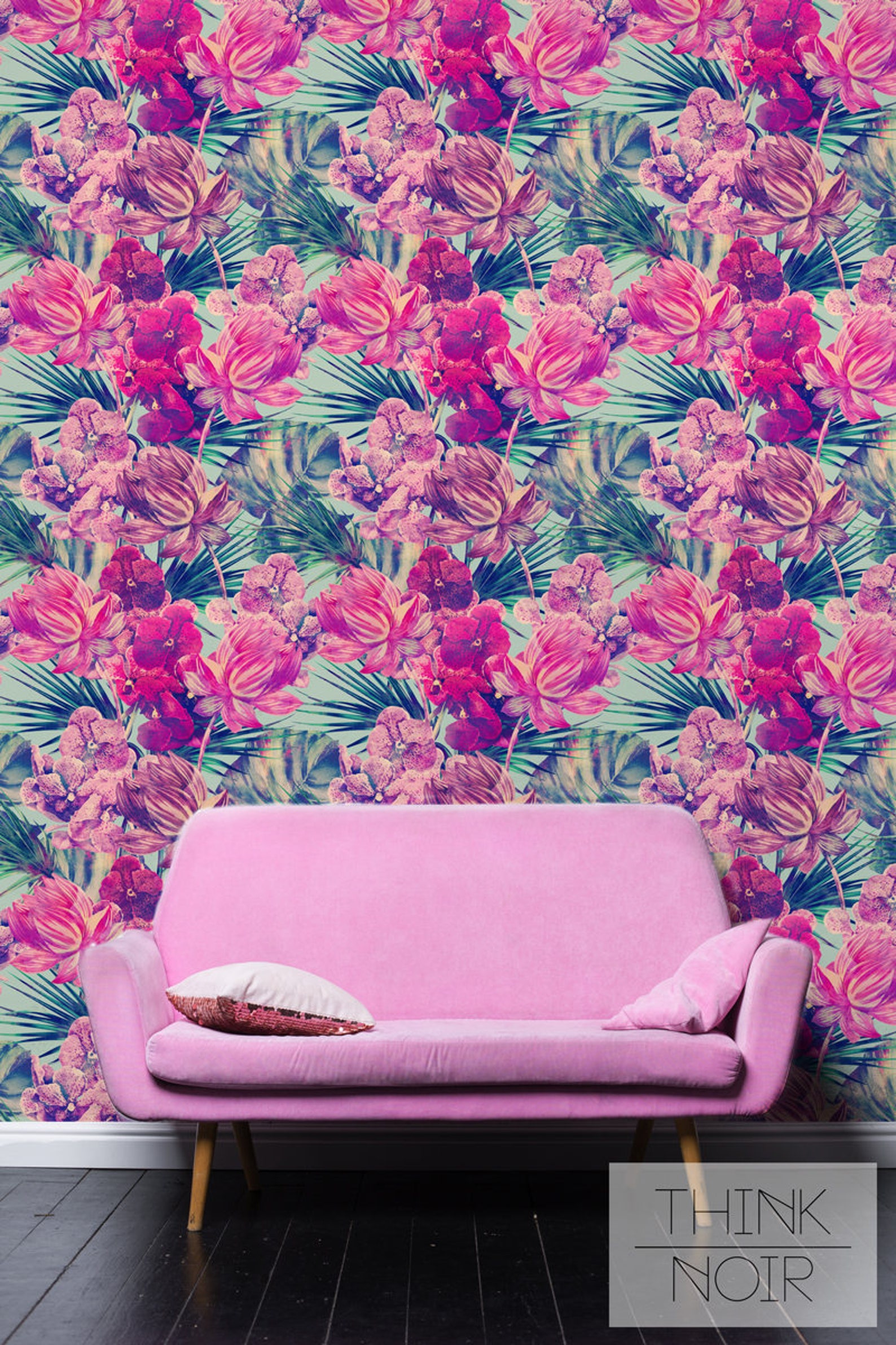 Pink Tropical Wallpaper / Self Adhesive Removable and Regular Etsy Canada