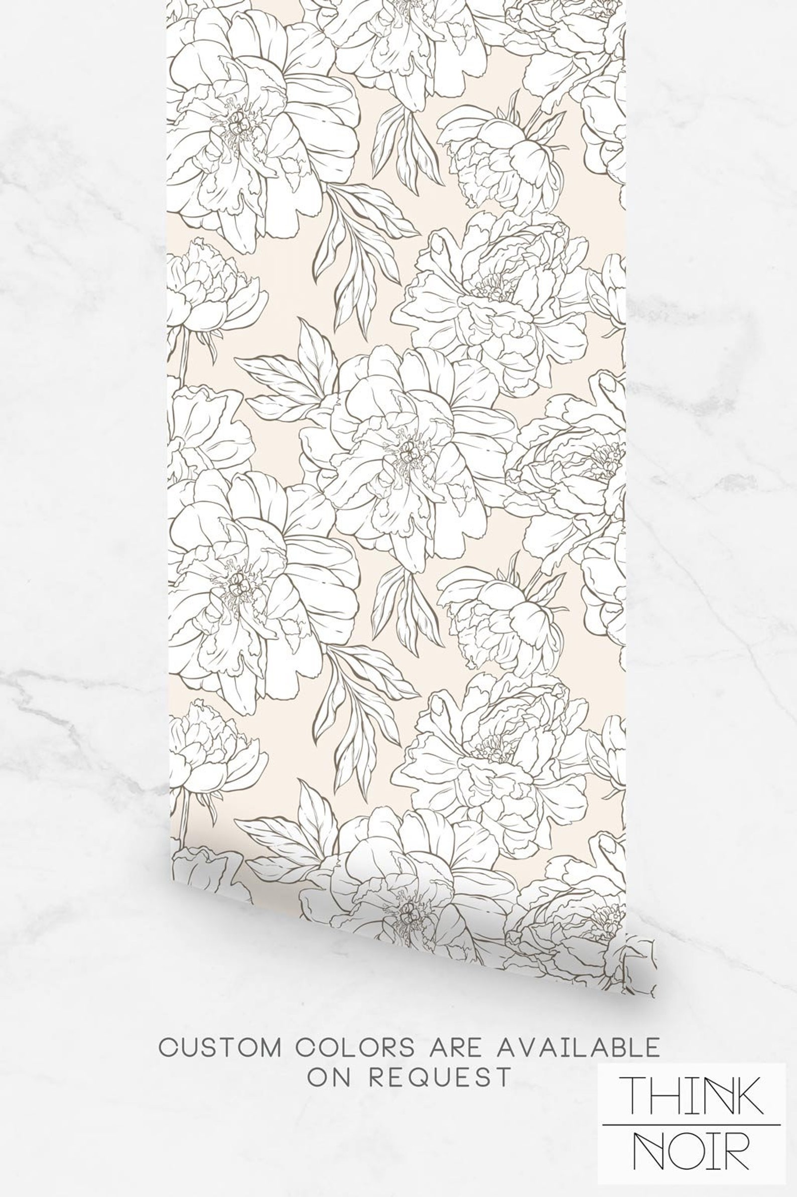 Light Peonies Removable Wallpaper Peony Pattern Regular Etsy