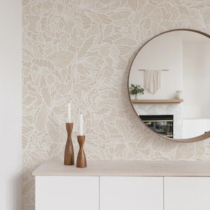 Modern Floral Wallpaper Flowers Peel and Stick Wall paper Neutral Floral Wallpaper For   Bedroom Living Room Accent Wall Ideas Neutral Mural