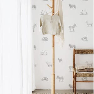 Animals Nursery Wallpaper Gender Neutral Baby Wallpaper Peel And Stick Nursery Wallpaper Baby Bedroom Wallpaper Farmhouse Animal Wallpaper