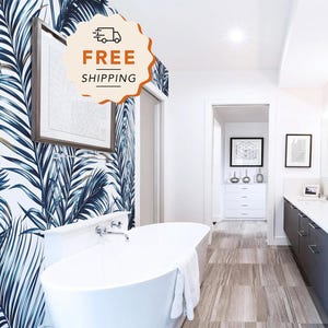 Wallpaper For Bathrooms Palm Leaves Wallpaper Bathroom Ideas Blue Tropical Bathroom Wall Paper Peel And Stick Waterproof Bathroom Wallpaper