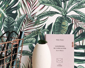 Green Palm Leaf Wallpaper Mural - Tropical Peel and Stick