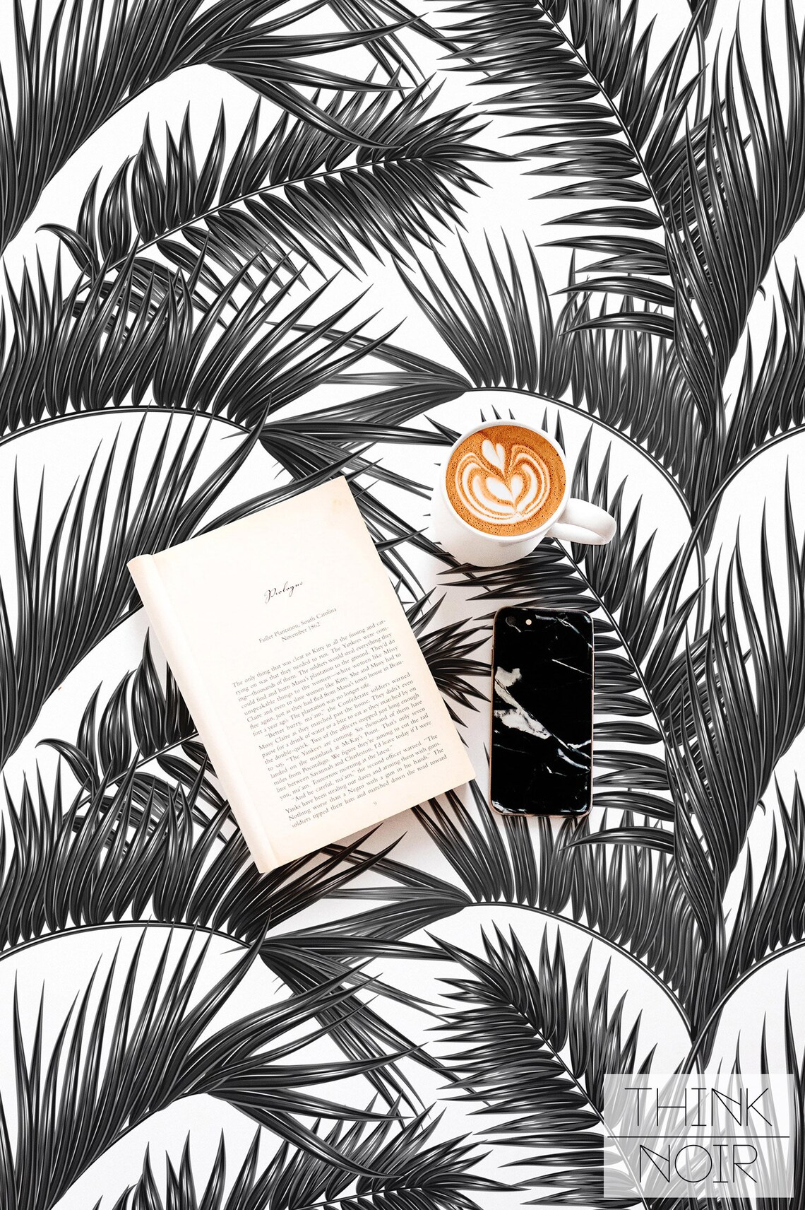 Dark Grey Palm Leaves Wallpaper /removable /regular Palm Etsy