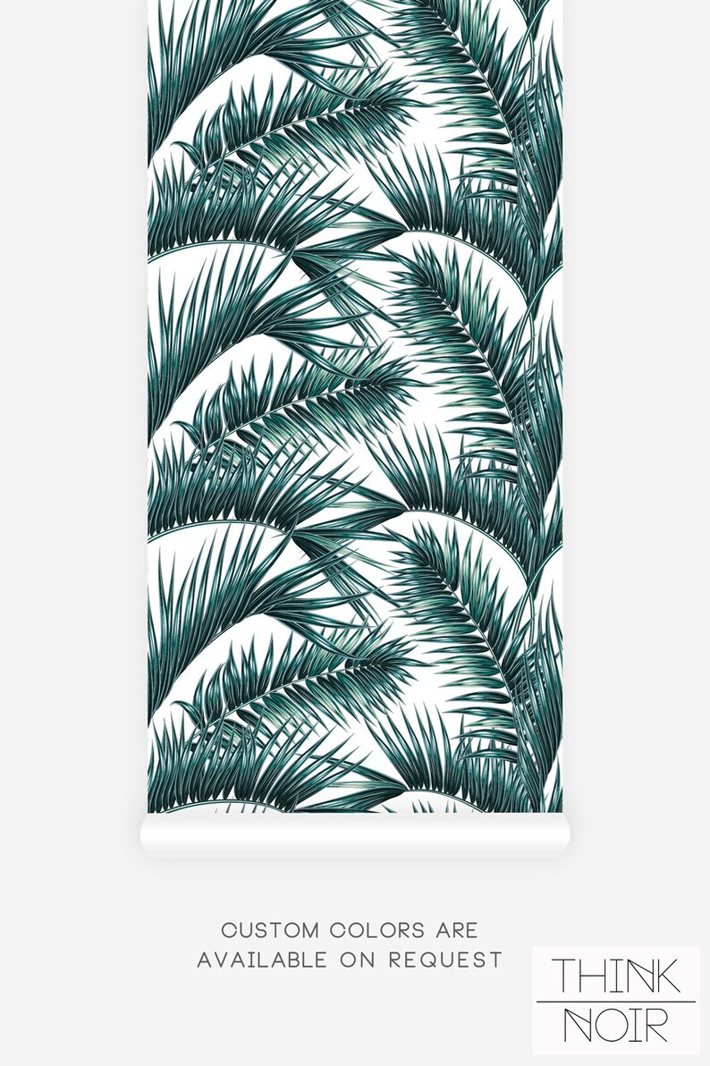 Green Tropical Palm Leaf Wallpaper, Peel and Stick Accent Wall - Etsy