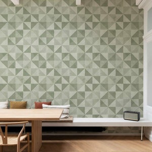 Green Limewash Tiles Wallpaper For Dining Room Peel And Stick Geometric Modern Wall Decals Removable Wall Mural Temporary Wallpaper