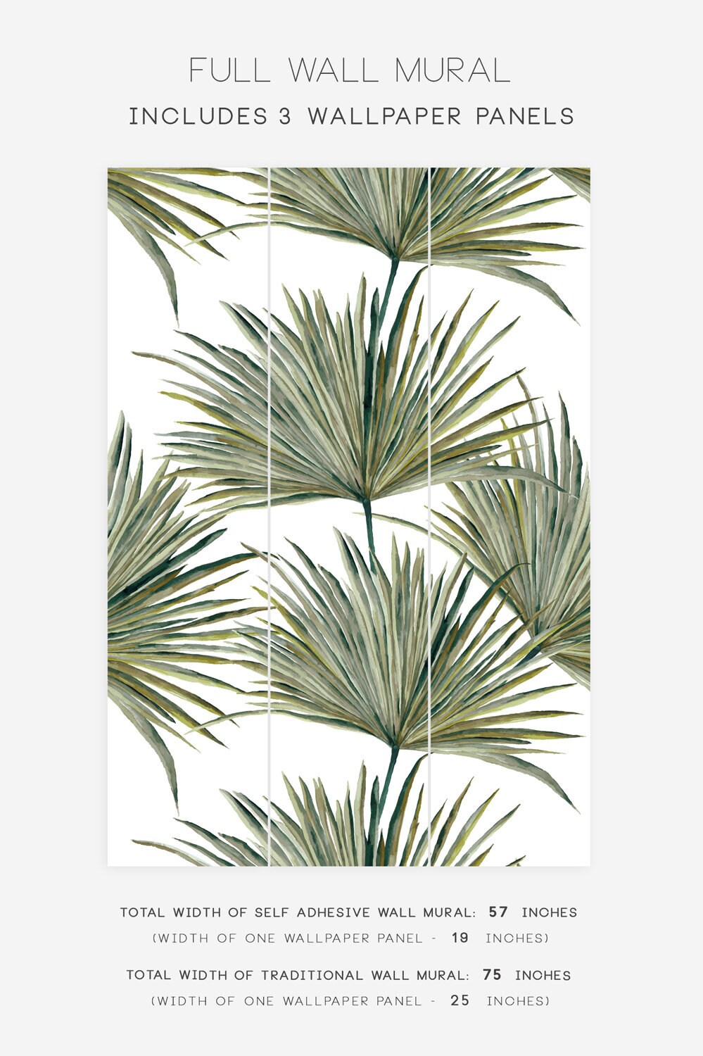 Tropical Palm Leaf Wall Mural, Removable Wallpaper - Etsy