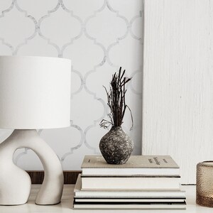 marble inspired wallpaper with moroccan inspired pattern