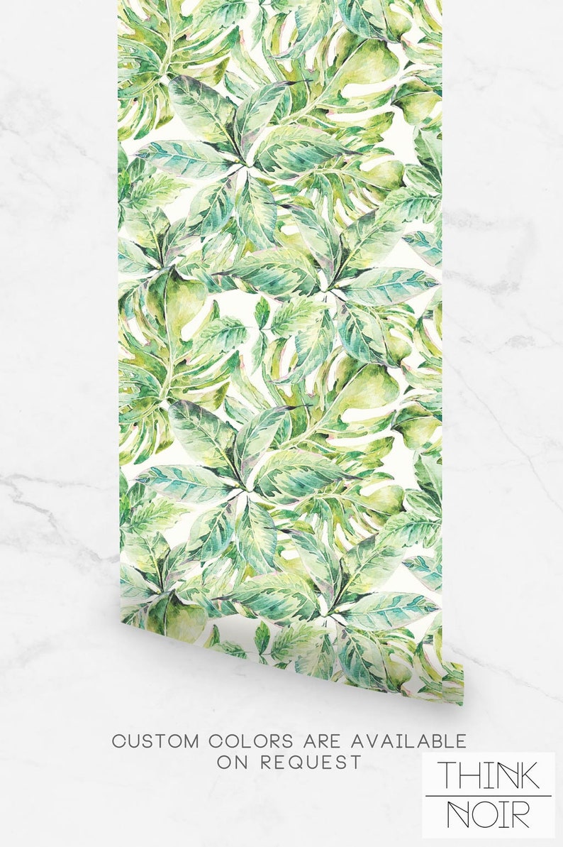 Green Leaf Removable Wallpaper / Leaves Self Adhesive/ Regular Etsy