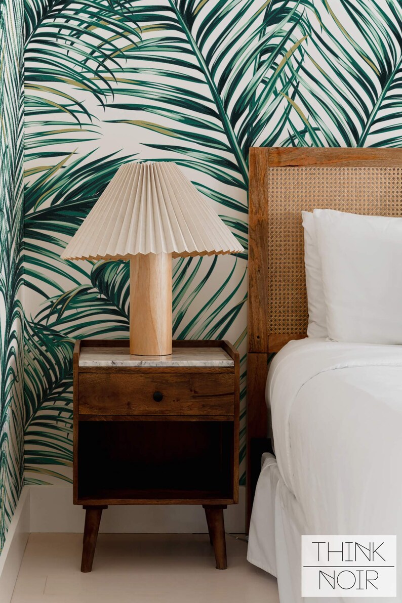 Green Palm Leaf Wallpaper Mural - Tropical Peel and Stick Wallpaper - Etsy