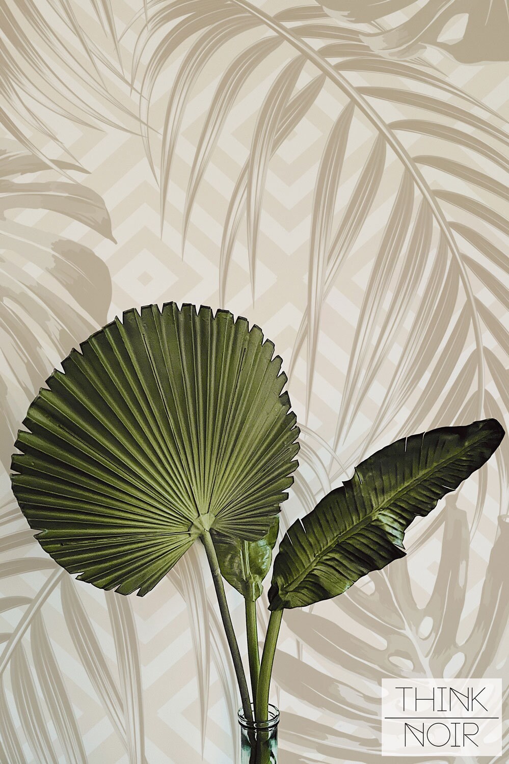 Beige Palm Leaf Wallpaper Mural - Tropical Peel and Stick Wallpaper - Etsy