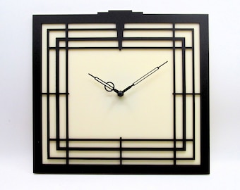 Laser Cut Acrylic Art Deco Style wall clock 1930s, 1920's Art Nouveau Handmade USA