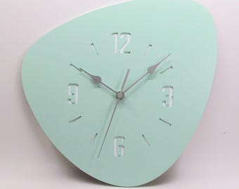 Laser Cut Mint Acrylic Wall Clock: Handmade Mid-Century Atomic Style