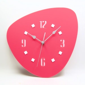 Laser Cut 1950's Style Pink wall clock Mid-Century Atomic-Era Handmade, USA