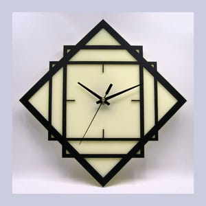 Laser Cut Art Deco Style Wall Clock 3 Squares 1920s, 1930s, Art Nouveau Handmade Made in USA