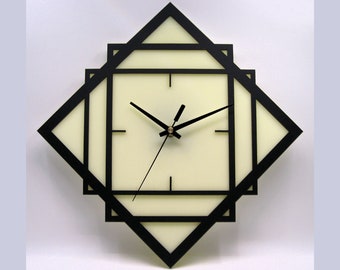 1930's Art Deco Style Wall Clock, 3 Squares, 1920s, Handmade, Made in USA