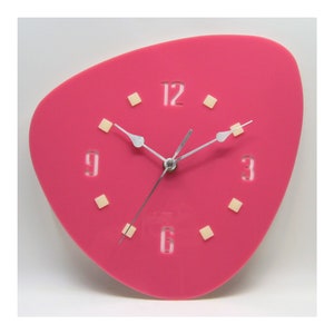 1950's Style Pink wall clock, Mid-Century, Atomic-Era, Handmade, USA