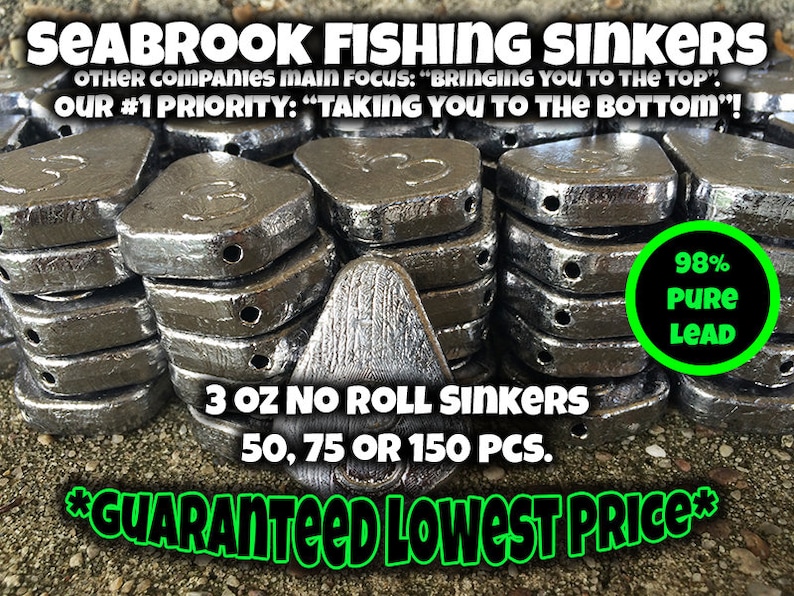 Lead 3oz Egg Sinkers // Slip Sinkers 50pcs Fishing Weights