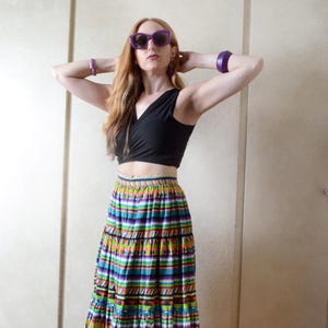 Vintage Multicolored Pleated Prairie Skirt
