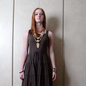 Brown Peasant Dress - Etsy