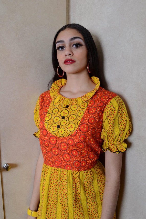 Vintage Orange And Yellow Maxi Dress - image 2