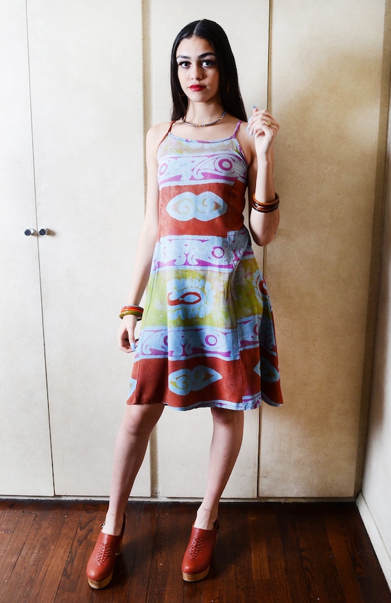Vintage Blue, Orange & Purple Summer Dress - Etsy