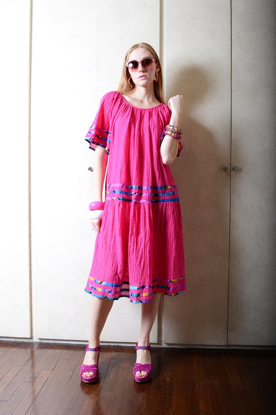 Vintage Magenta Appel Dress - image 2