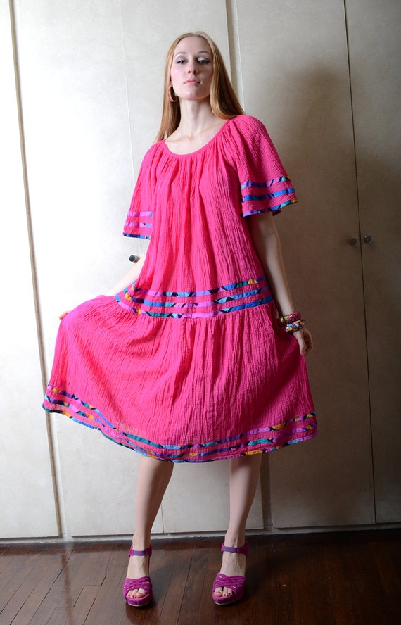 Vintage Magenta Appel Dress - image 3