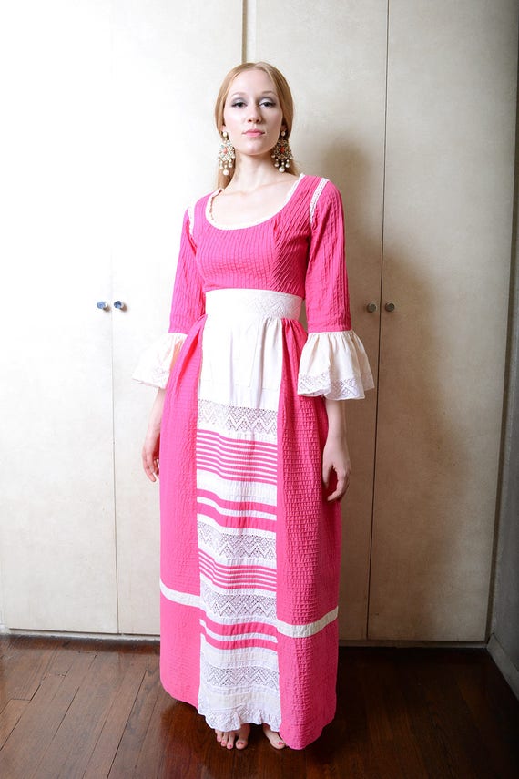 Vintage Pink & White Mexican Dress - image 2