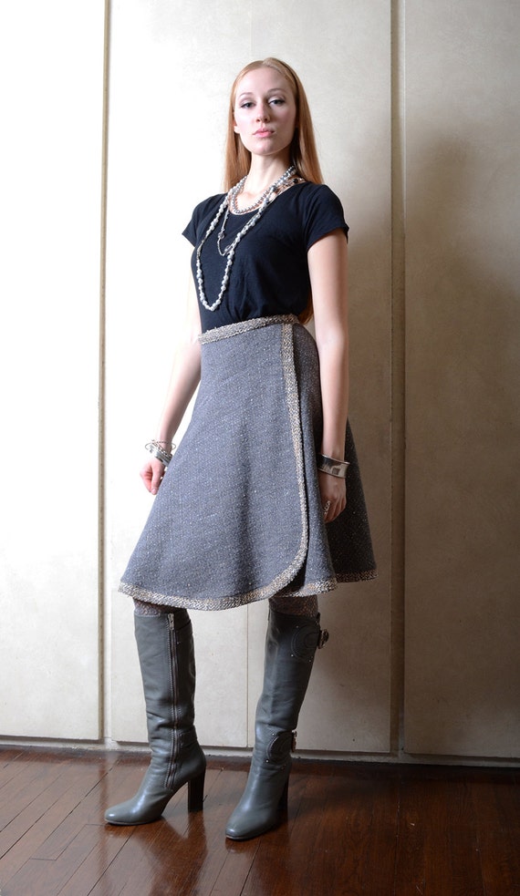 Vintage Koos van den Akker Grey Wrap Skirt