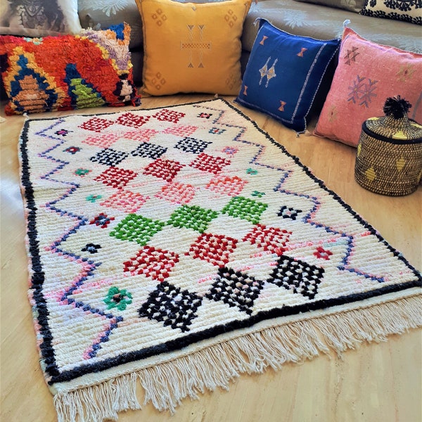 Tapis Berbère Azilal "Boucherouite" - Fait main