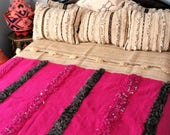 Berber Wedding Cover - Handira - Velvet and Sequins - Handmade