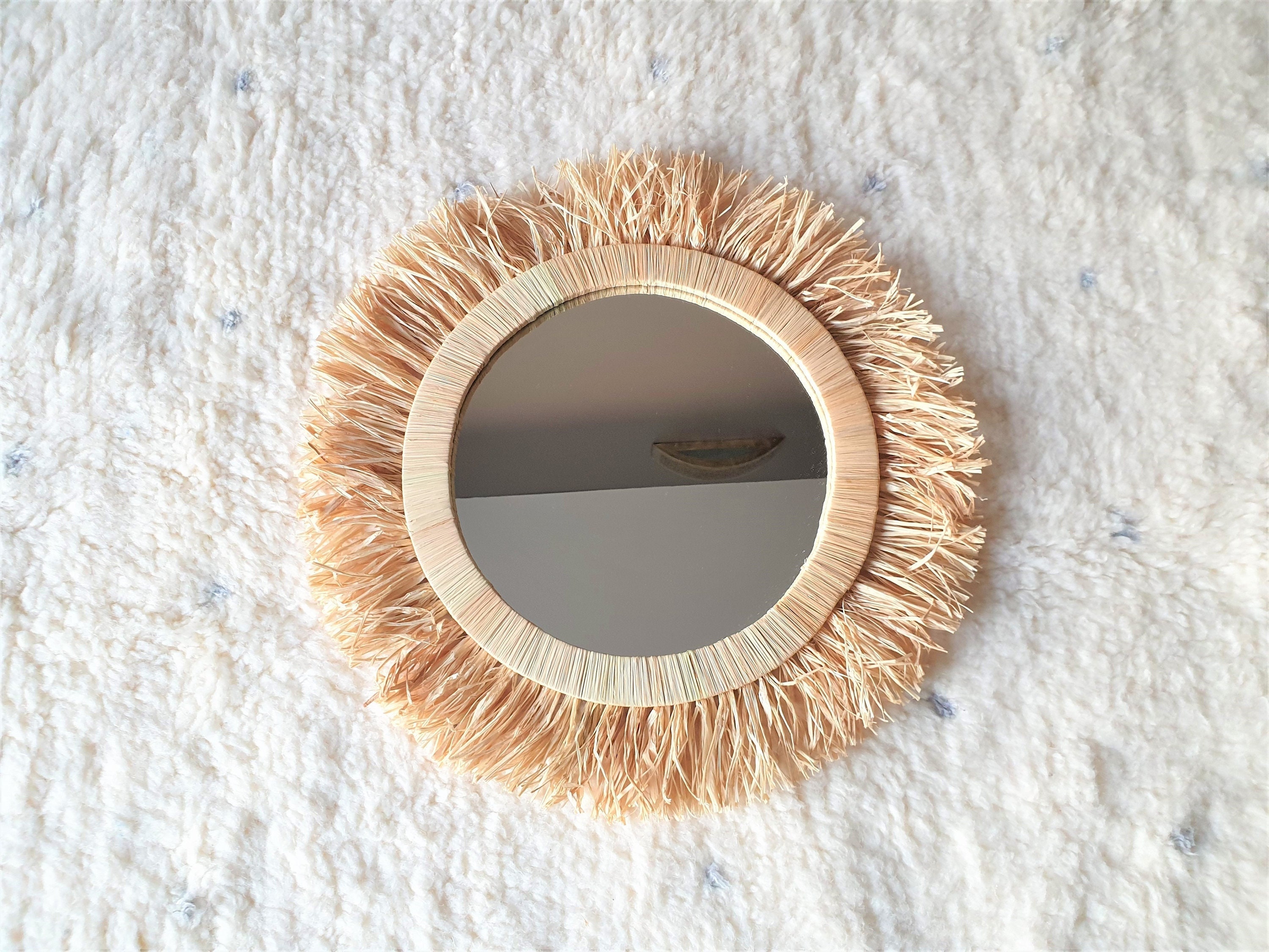 Grand Miroir en Raphia - Fait Main